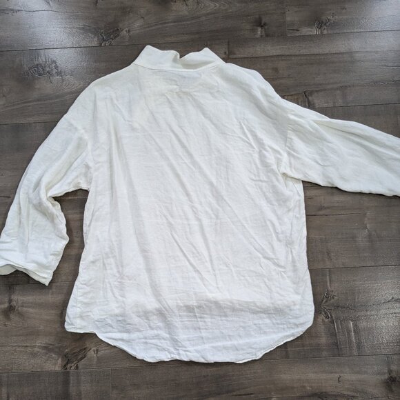 Zara Linen Blouse with Tortoiseshell Buttons at Neck - Picture 6 of 6